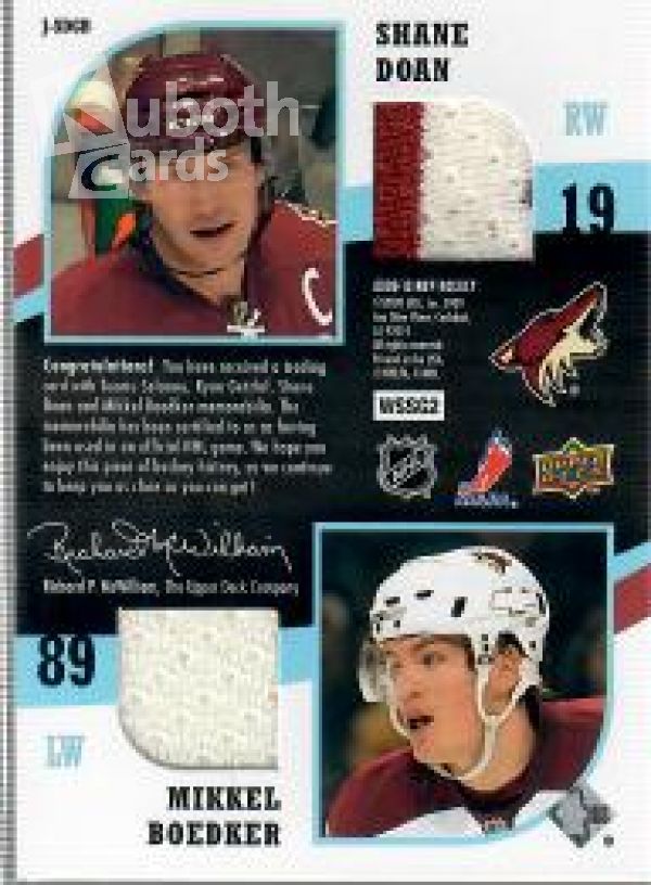 NHL 2009-10 Upper Deck MVP Two on Two Jerseys - No J-SDGB - Teemu Selanne / Ryan Getzlaf / Shane Doan / Mikkel Boedker