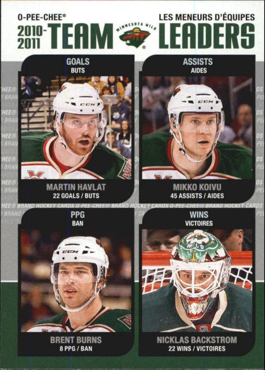 NHL 2011-12 O-Pee-Chee Team Leaders - No TL-15 - Martin Havlat / Mikko Koivu / Brent Burns / Nicklas Backstrom