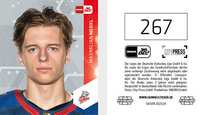 DEL 2023-24 Citypress Sticker - No 267 - Maximilian Merkl