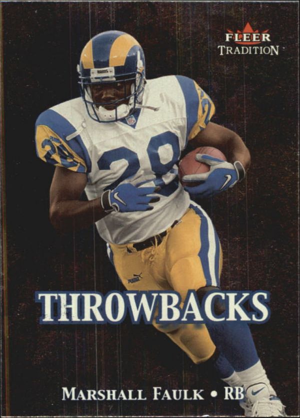 NFL 2000 Fleer Tradition Throwbacks - No 9 of 20 - Marshall Faulk