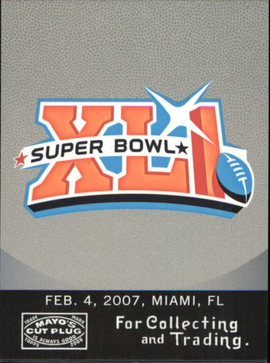 NFL 2008 Topps Mayo Super Bowl Match-ups - No SB41-B - Super Bowl XLI