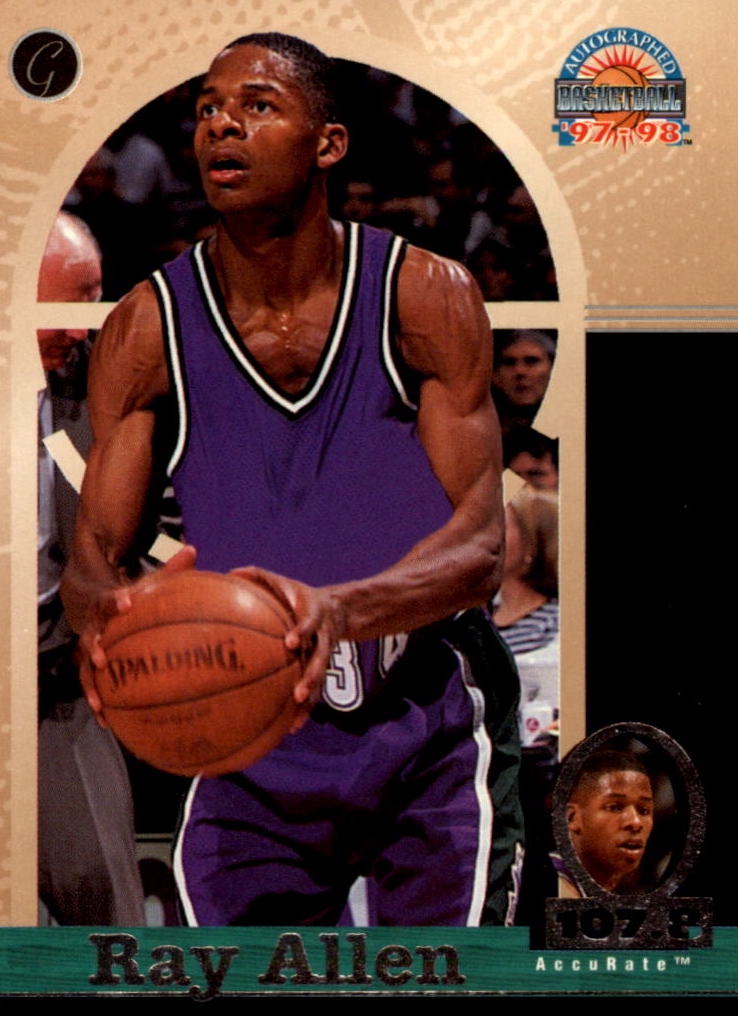 NBA 1997-98 Score Board Autographed Basketball - No 30 - Ray Allen