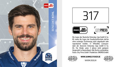 DEL 2023-24 Citypress Sticker - No 317 - Benedikt Kohl