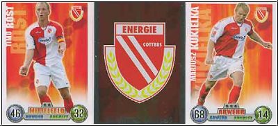 Soccer 2009 Topps Match Attax - Energie Cottbus complete set with club logo