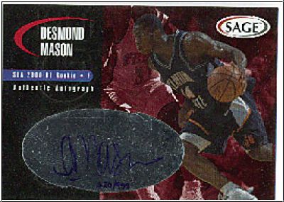 NBA 2000 SAGE Autographs - No A 33 - Desmond Mason