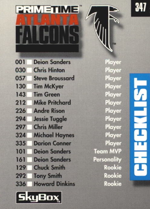 NFL 1992 SkyBox Prime Time - No 347 - Atlanta Falcons &amp; Buffalo Bills