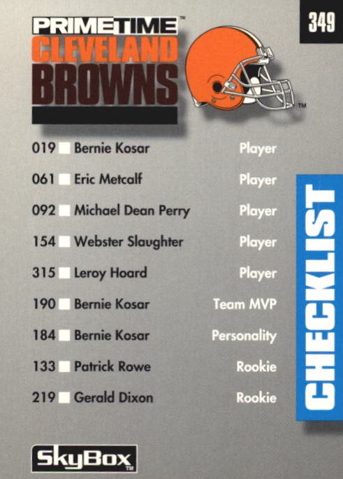 NFL 1992 SkyBox Prime Time - No 349 - Cleveland Browns &amp; Dallas Cowboys