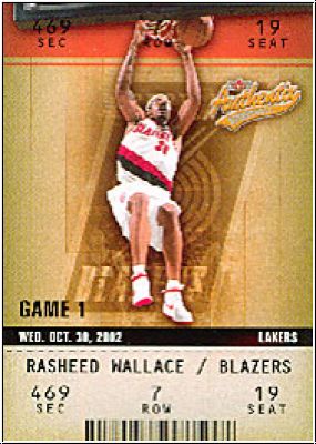 NBA 2002 / 03 Fleer Authentix - No 13 - Rasheed Wallace