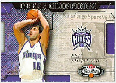 NBA 2002 / 03 Fleer Box Score Press Clippings - No 6 of 15 PC - Peja Stojakovic