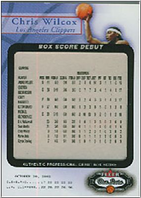 NBA 2002 / 03 Fleer Box Score Box Score Debuts - No 11 of 15 - Chris Wilcox