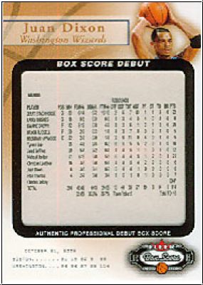 NBA 2002/03 Fleer Box Score Box Score Debuts - No 2 of 15 - Juan Dixon