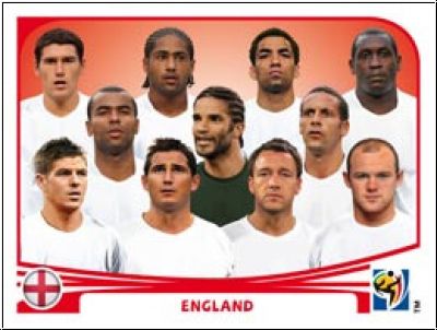 Soccer 2010 Panini World Cup South Africa - No 182 - Team England