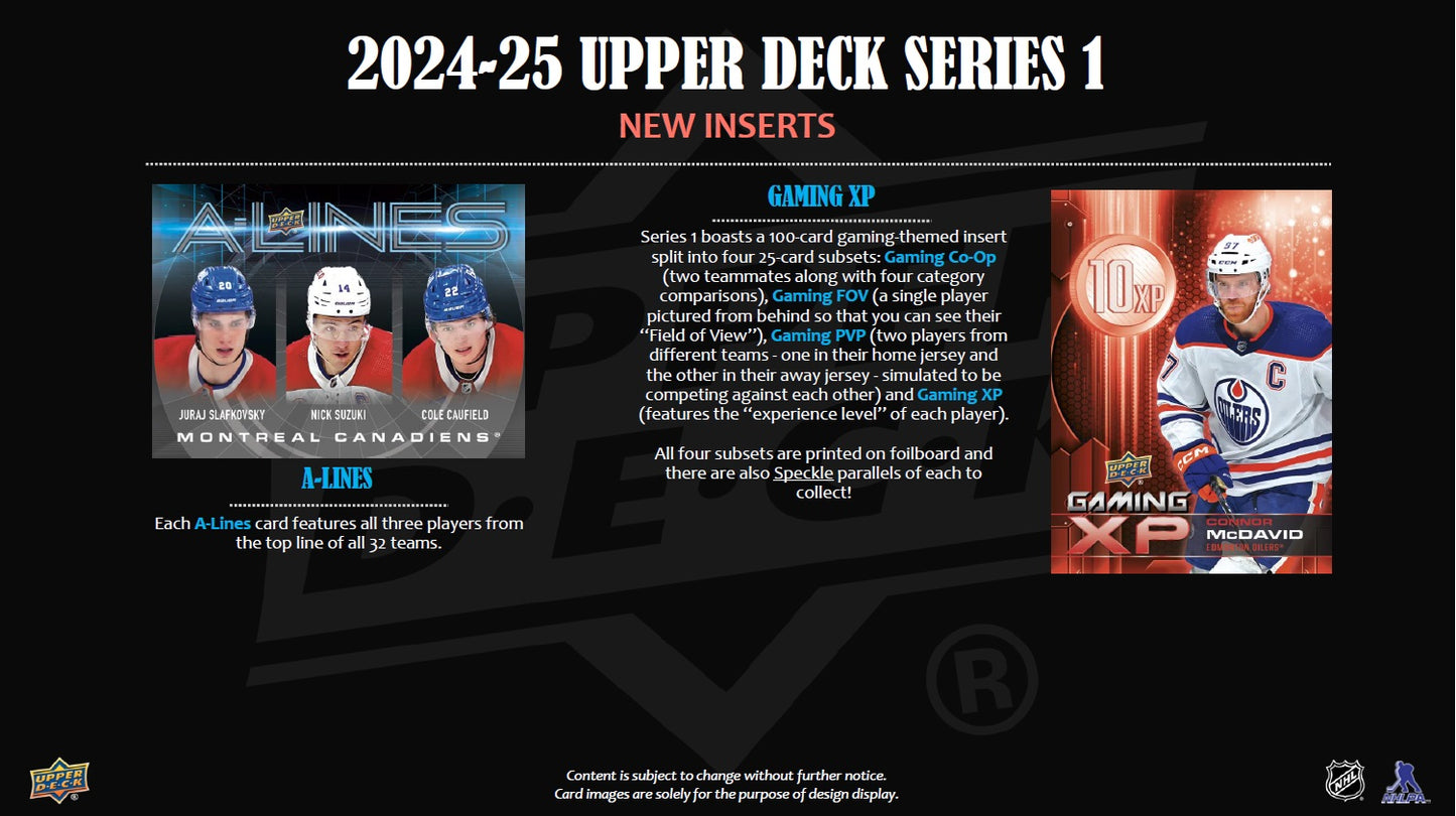 NHL 2024-25 Upper Deck Series 1 Gravity Feed Retail