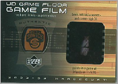 NBA 2002 / 03 Upper Deck Hardcourt UD Game Floor/Film - No RL-FF - Richard Lewis