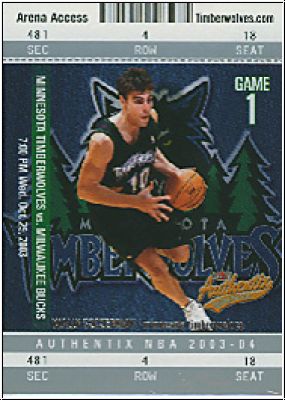 NBA 2003 / 04 Fleer Authentix - No 92 - Wally Szczerbiak