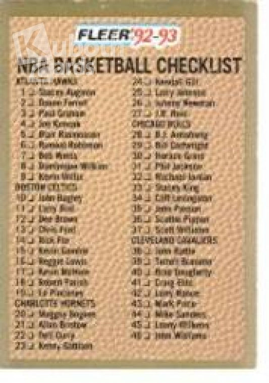 NBA 1992-93 Fleer - No 262 - Checklist