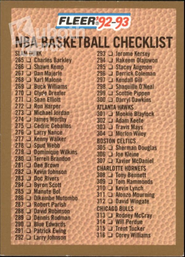 NBA 1992-93 Fleer - No 443 - Checklist