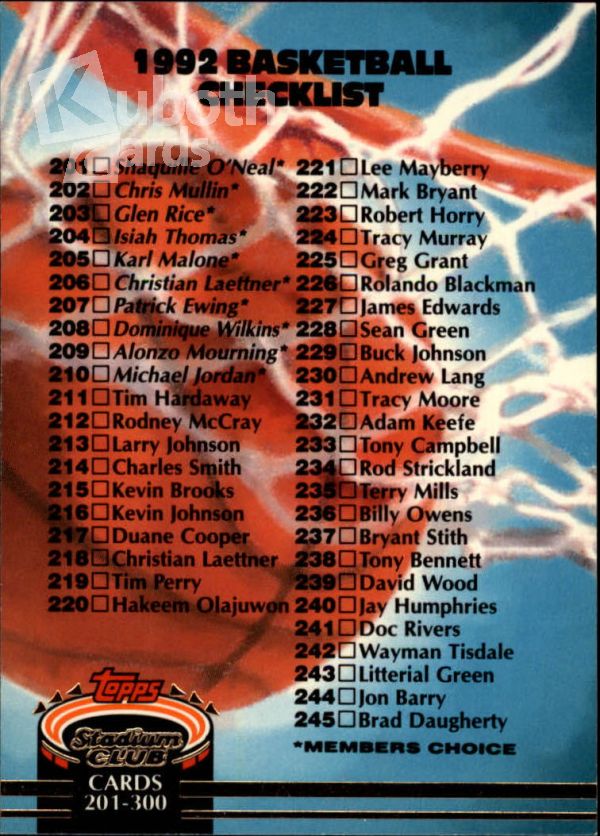 NBA 1992-93 Stadium Club - No. 399 - Checklist