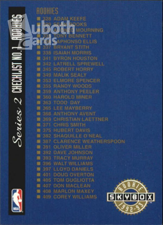 NBA 1992-93 SkyBox - No 411 - Checklist