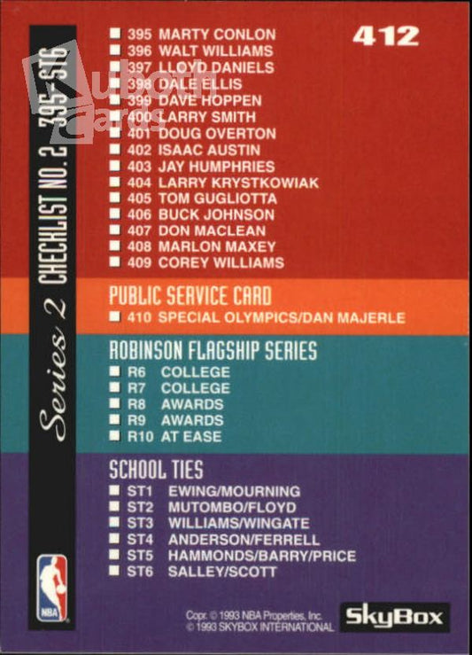 NBA 1992-93 SkyBox - No 412 - Checklist