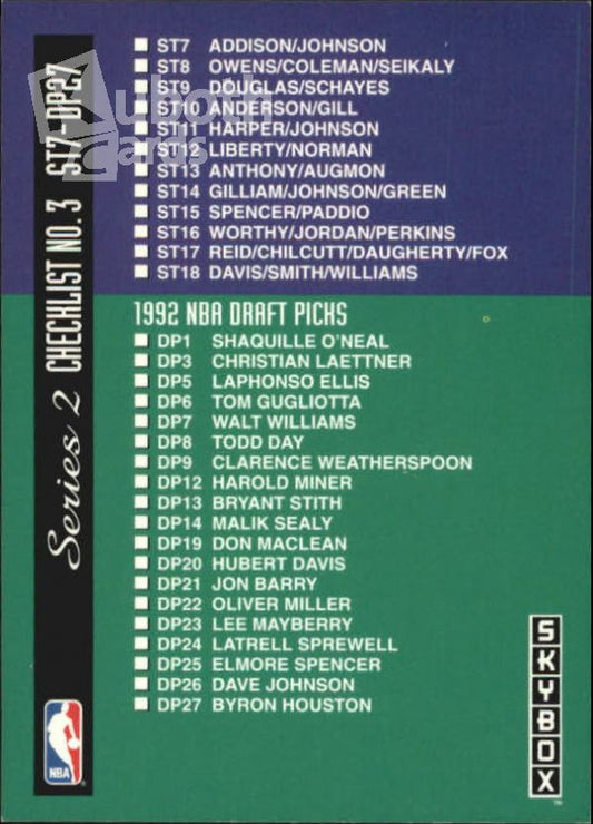 NBA 1992-93 SkyBox - No 413 - Checklist