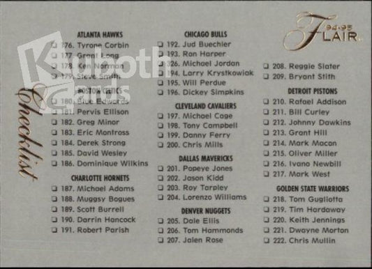 NBA 1994-95 Flair - No. 324 - Checklist