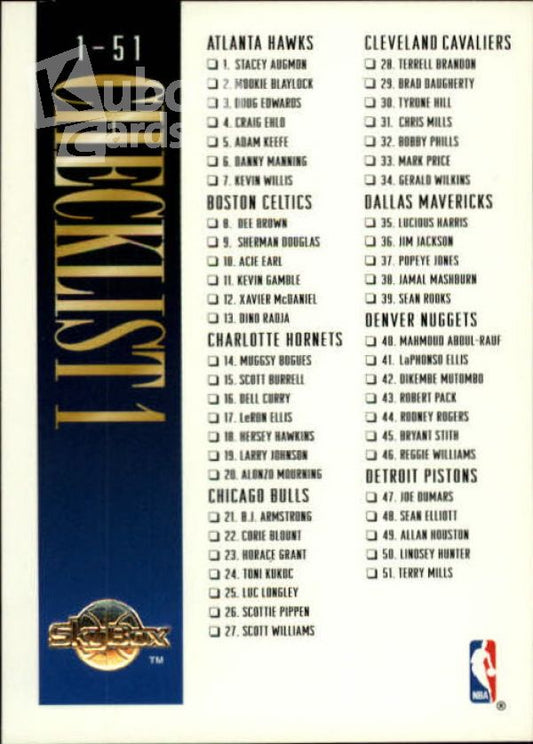 NBA 1994-95 SkyBox Premium - No 199 - Checklist