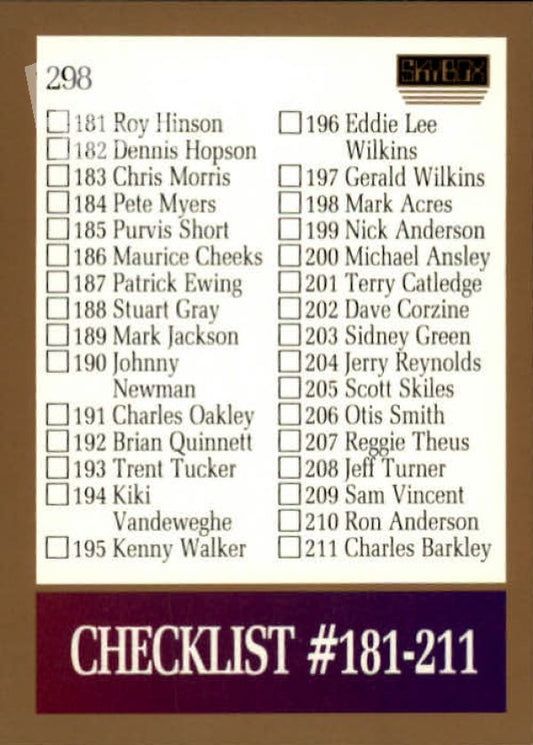 NBA 1990-91 SkyBox - No 298 - Checklist