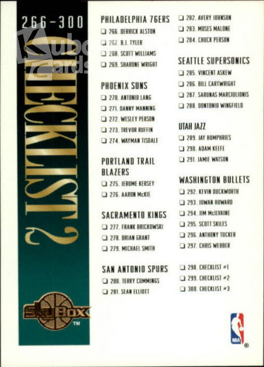 NBA 1994-95 SkyBox Premium - No 299 - Checklist