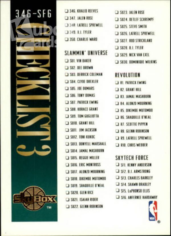 NBA 1994-95 SkyBox Premium - No 300 - Checklist