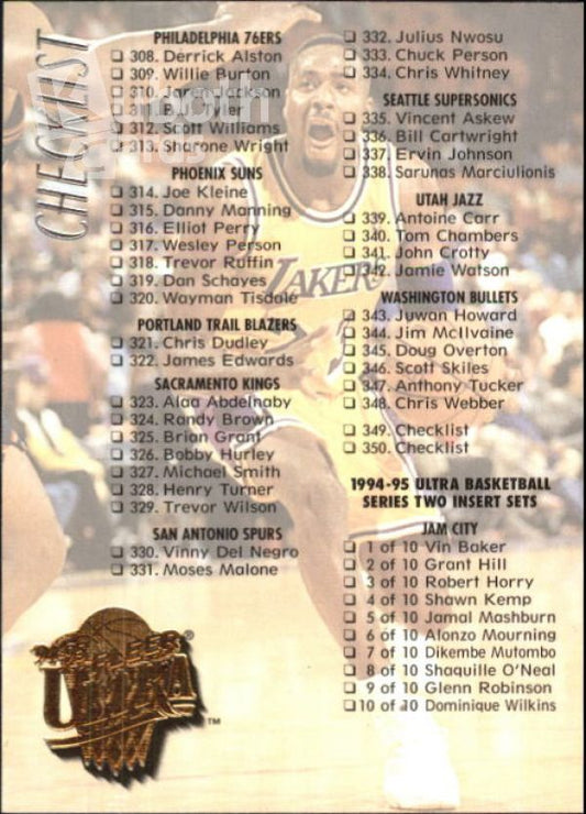 NBA 1994-95 Ultra - No. 350 - Checklist