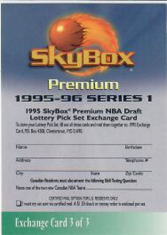 NBA 1995-96 SkyBox Premium NBA Draft Lottery Pick Set Exchange Card - No 3 of 3 - Exchange card