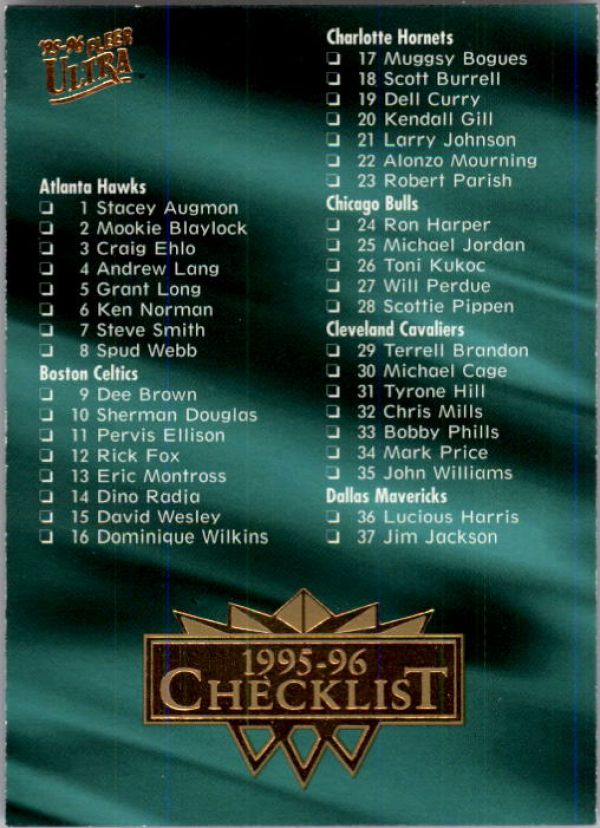 NBA 1995-96 Ultra - No 198 - Checklist