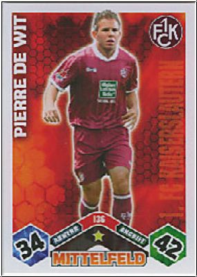 Soccer 2010/11 Topps Match Attax - No 136 - Pierre de Witt