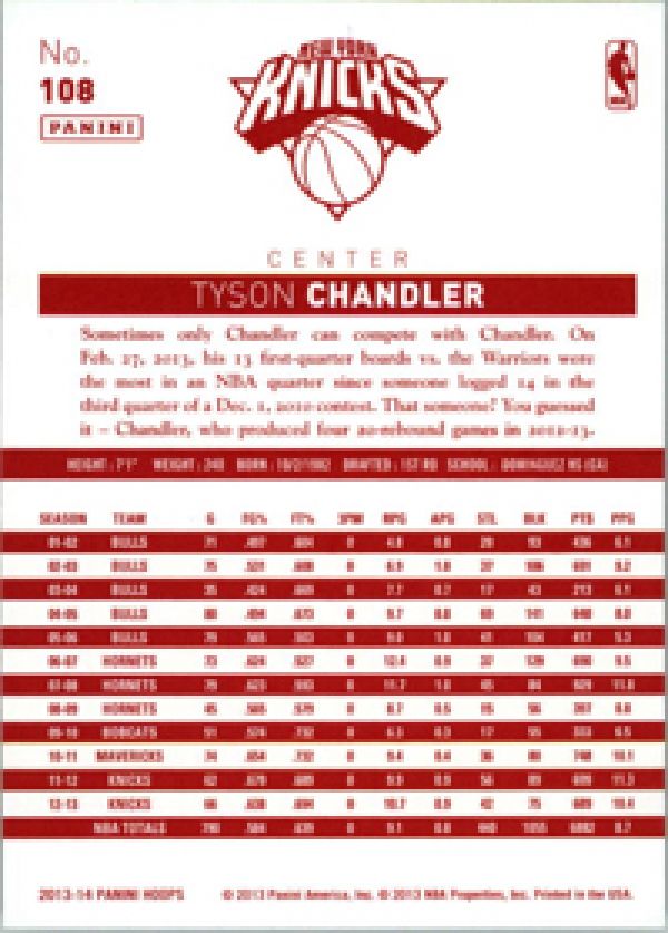 NBA 2013-14 Hoops Red Backs - No 108 - Tyson Chandler