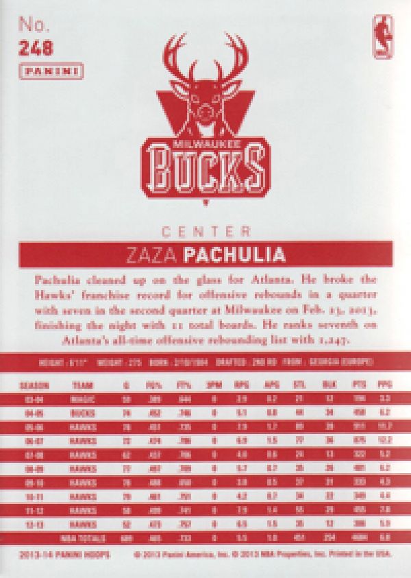 NBA 2013-14 Hoops Red Backs - No 248 - Zaza Pachulia