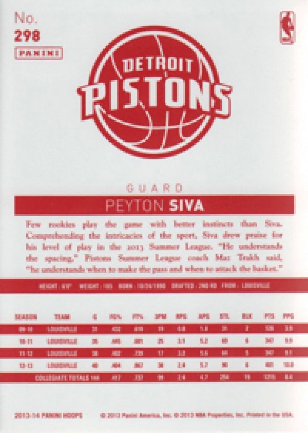 NBA 2013-14 Hoops Red Backs - No 298 - Peyton Siva