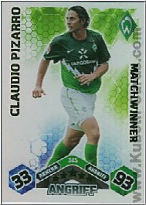 Fussball 2010 / 11 Topps Match Attax - No 345 - Claudio Pizarro