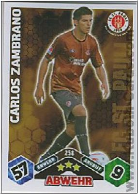 Soccer 2010/11 Topps Match Attax - No 258 - Carlos Zambrano