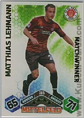 Soccer 2010/11 Topps Match Attax - No 385 - M. Lehmann