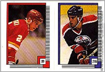 NHL 1988-89 O-Pee-Chee Stickers - No 88/218 - Jim Peplinski / Chris Joseph