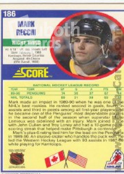 NHL 1990-91 Score - No 186 - Mark Recchi