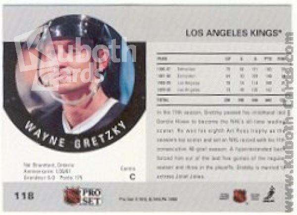 NHL 1990-91 Pro Set - No 118 - Wayne Gretzky