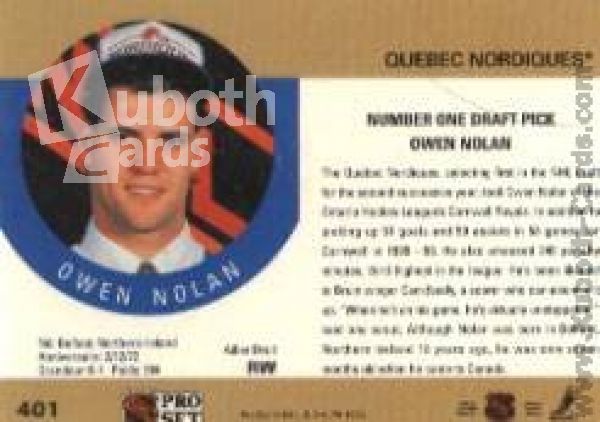 NHL 1990-91 Pro Set - No 401 - Owen Nolan