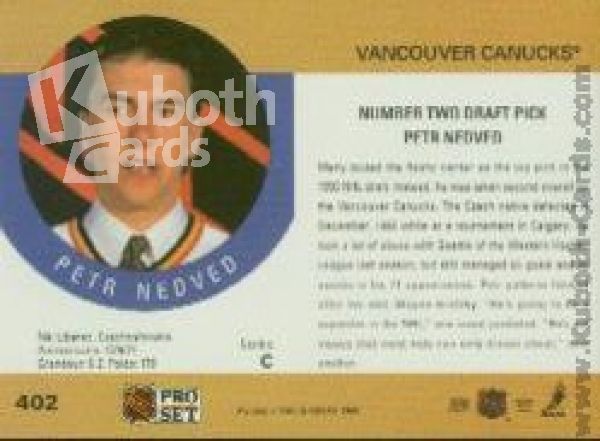 NHL 1990-91 Pro Set - No 402 - Petr Nedved