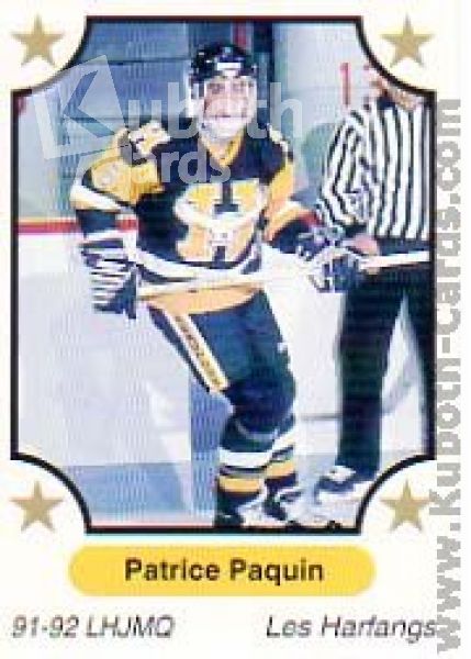 NHL 1991-92 7th Inning Sketch QMJHL - No 184 - Patrice Paquin