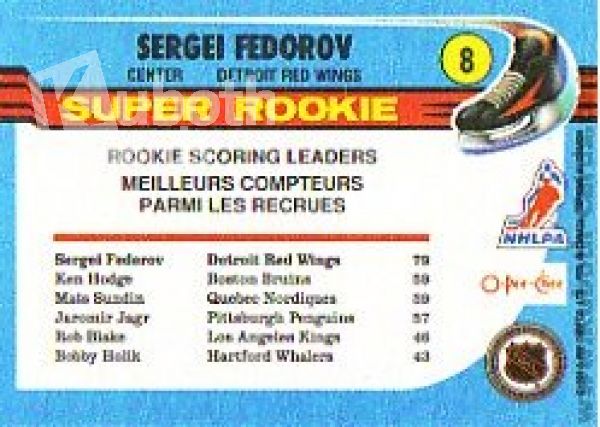 NHL 1991-92 O-Pee-Chee - No 8 - Sergei Fedorov