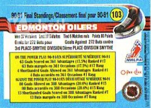 NHL 1991-92 O-Pee-Chee - No 103 - Team Edmonton Oilers