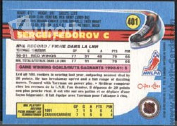 NHL 1991-92 O-Pee-Chee - No 401 - Sergei Fedorov