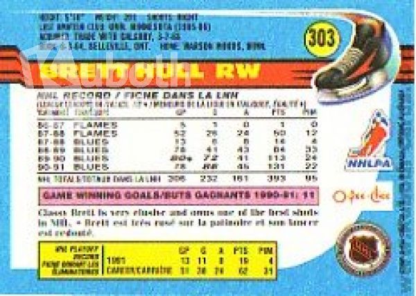 NHL 1991-92 O-Pee-Chee - No 303 - Brett Hull